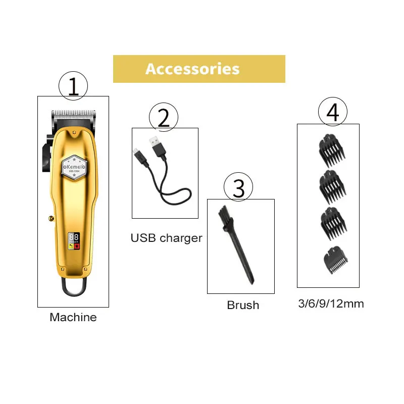 Профессиональная машинка для стрижки Kemei металлический электрический триммер