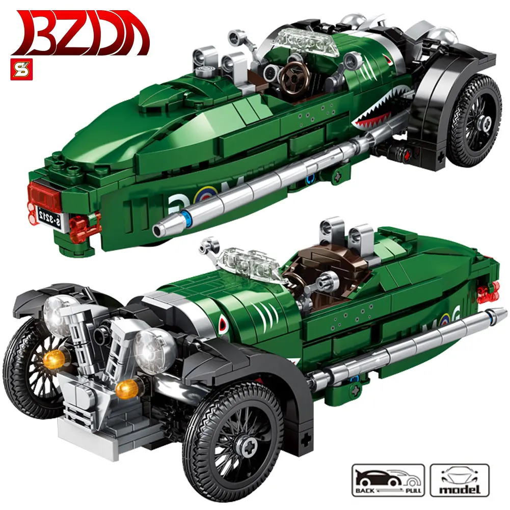 

BZDA Classic Cars City Vehicle Super Racing Speed Racer Building Blocks Diy Car Toys Model Bricks For Boys Children Gift