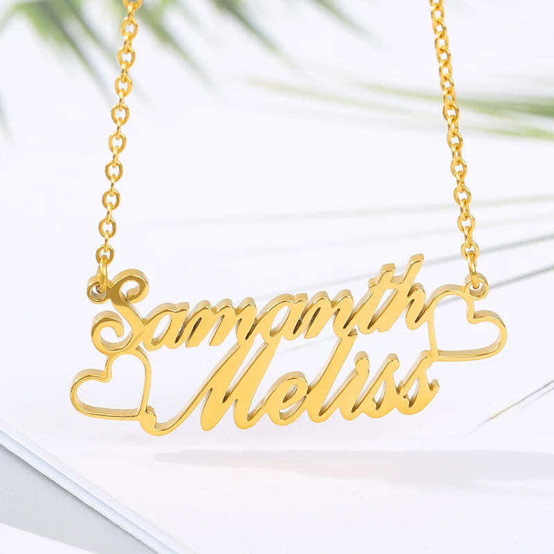 Свадебные подарки индивидуальное двойное ожерелье с именем сердца ювелирные