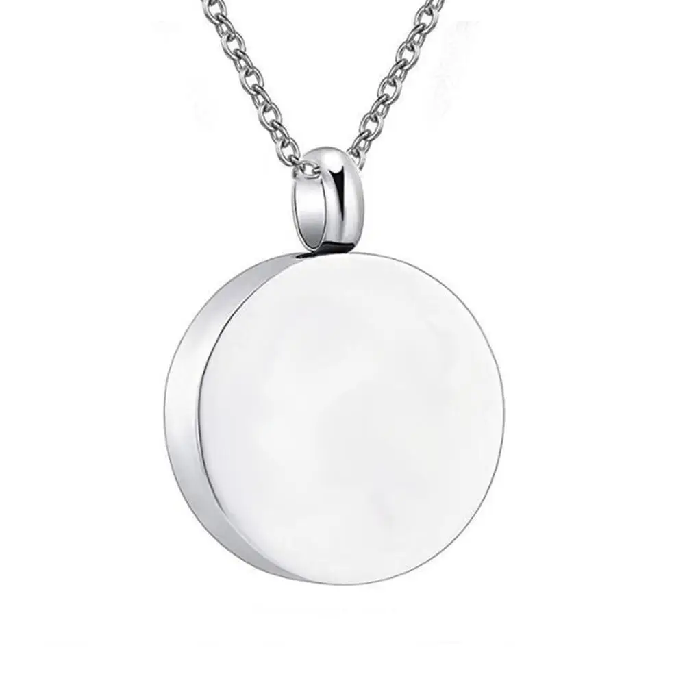 

2021 Stainless Steel Cremation Round Urn Necklace Ashes Jewelry for Women Men Pet Keepsake Pendant Memorial Locket Ash Holder