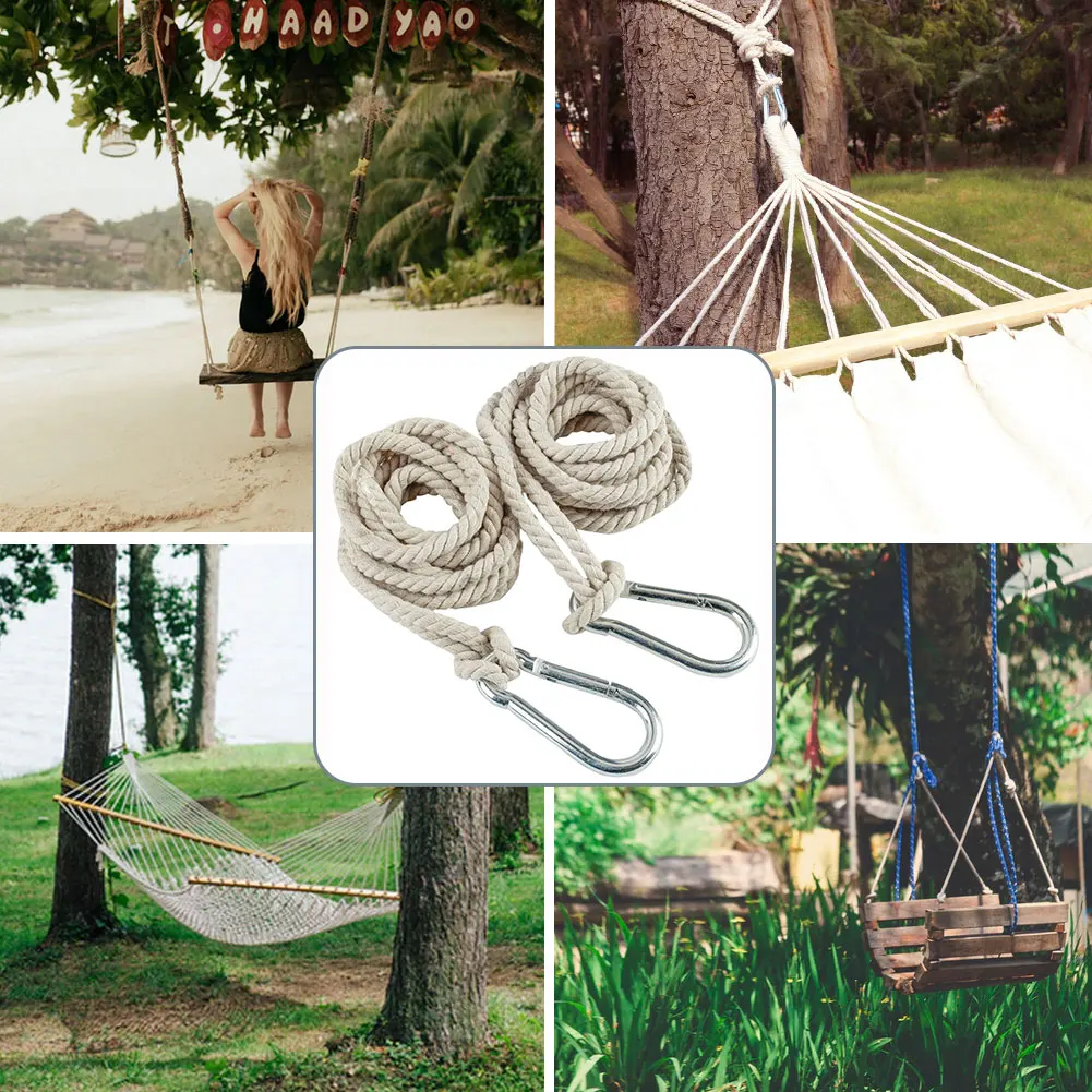 

2PCS Tree Swing Straps Hammock Cotton Hanging Rope Adjustable Swing Hooks Strap Garden Accessories Outdoor Family Camping