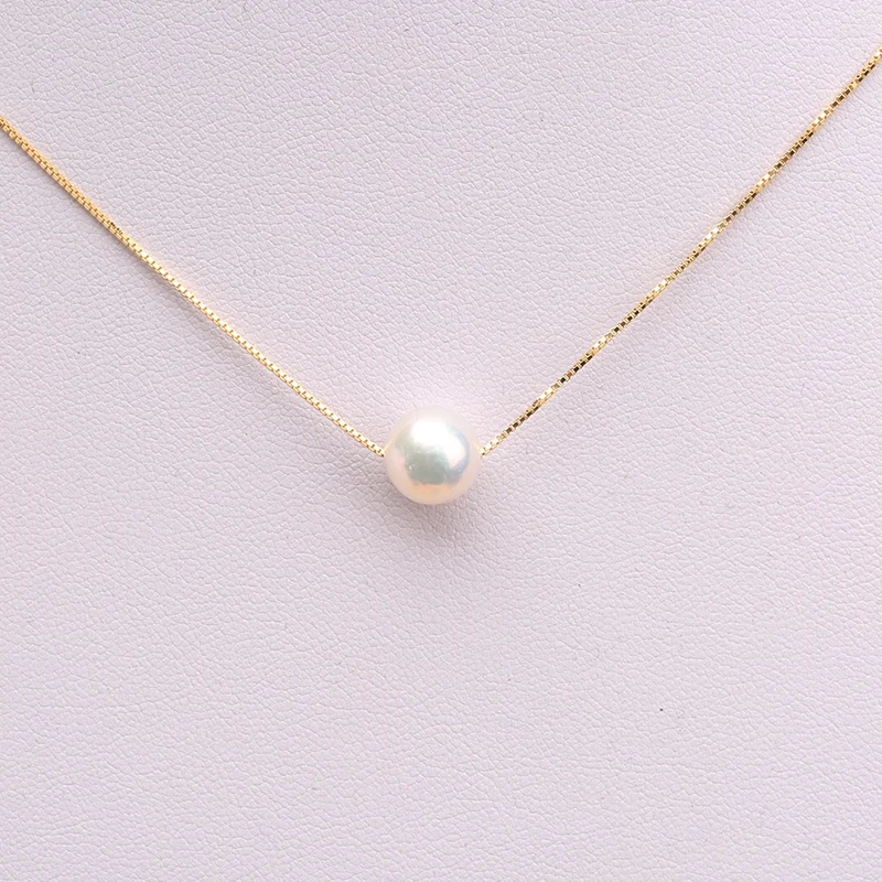 Женская серебряная цепочка натуральная жемчужная круглая эдисона регулируемая