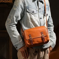 pndme designer original vintage natural real leather mens messenger bag outdoor weekend daily luxury cowhide shoulder bag