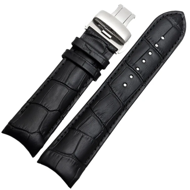 with buckle black Ремешок для часов Tisot Couturier T035, стальной ремешок с пряжкой, браслет на запястье, черный загнутый конец, ремешок для часов из натуральной кожи, 22 мм, 23 мм, 24 мм - Цвет ремешка: with buckle black