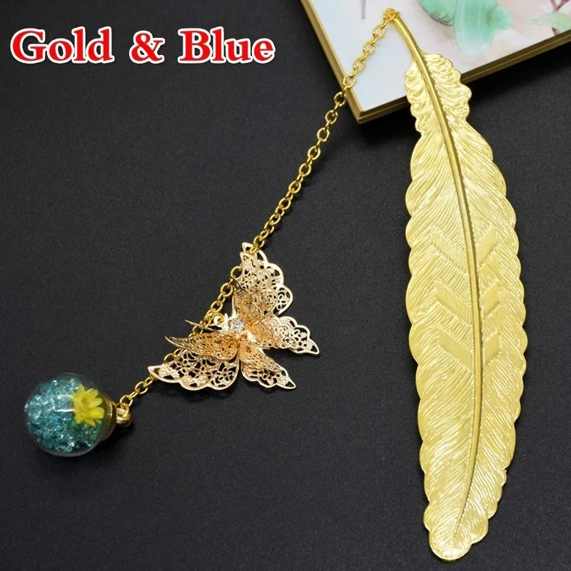 Ретро Закладка для книги из перьев бабочки творческий металл закладки