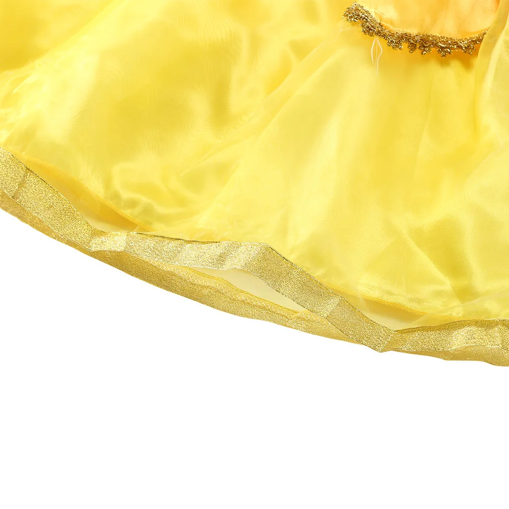 Disney Belle/Детское платье принцессы; платье принцессы с бантом и принтом для девочек