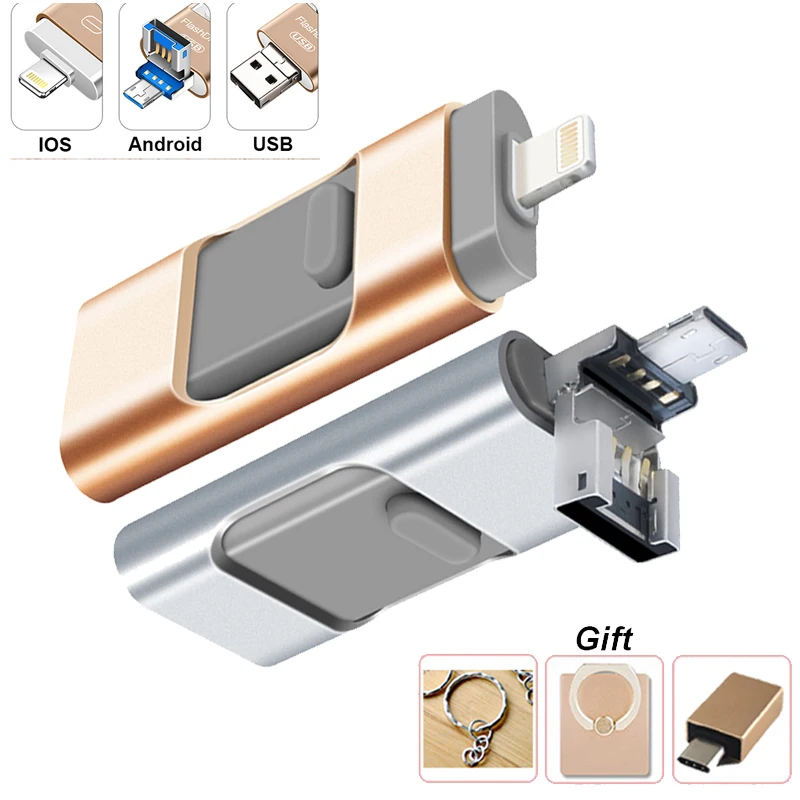 

USB-флеш-накопитель 3 в 1 для iPhone/Android Type-C, USB-ключ OTG, флеш-накопитель 128 ГБ, 64 ГБ, 32 ГБ, карта памяти, переносной U-диск