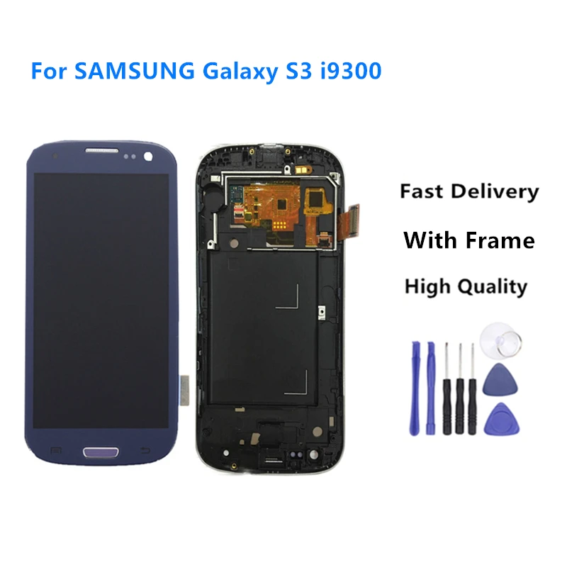 Высокое качество Замена для samsung Galaxy i9300 i9300i ЖК дисплей сенсорный экран с рамкой в