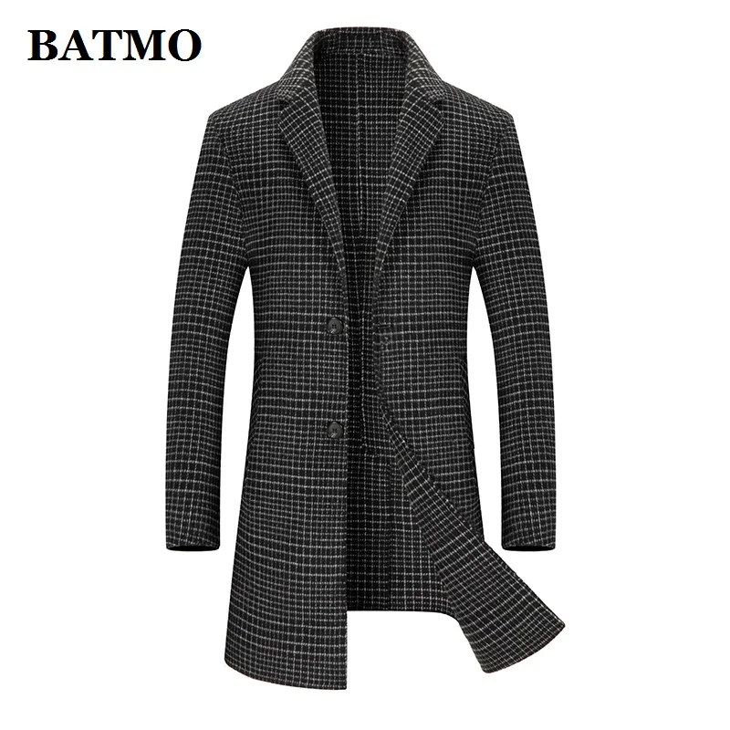 BATMO 2020 Новое поступление осенний шерстяной клетчатый Повседневный Тренч для