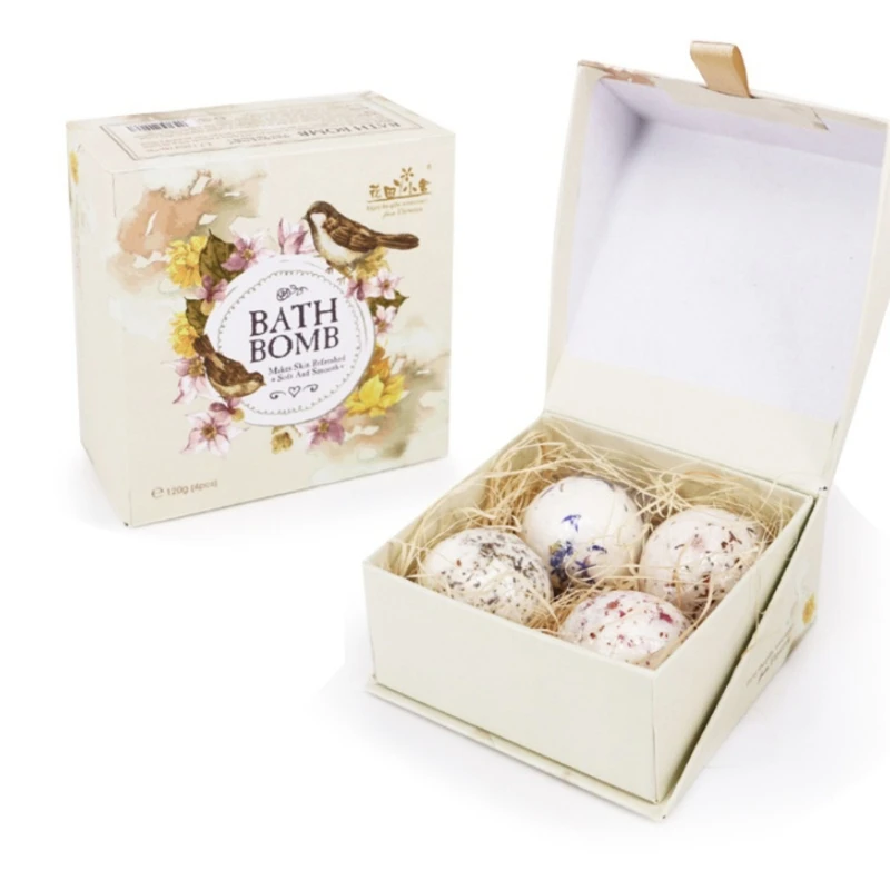 

4Pcs Dried Flower Bath Bombs Gift Set with Essential Oils Spa Bubble for Women Birthday Mothers Day