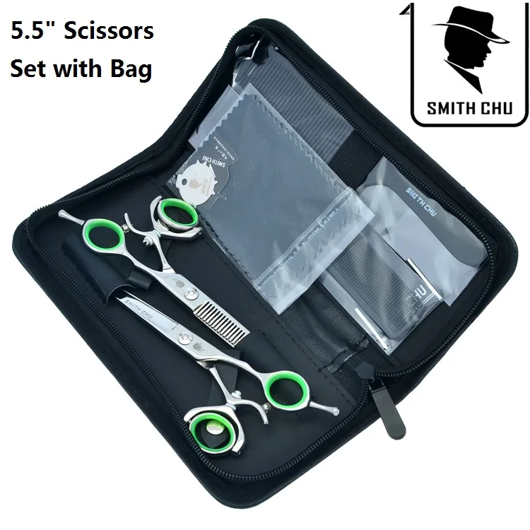 LZS0122 55 with bag 6," Smith Chu Япония 440c профессиональные ножницы для стрижки салонные ножницы для волос Парикмахерские филировочные ножницы парикмахерские инструменты для волос LZS0090 - Цвет: LZS0122 55 with bag