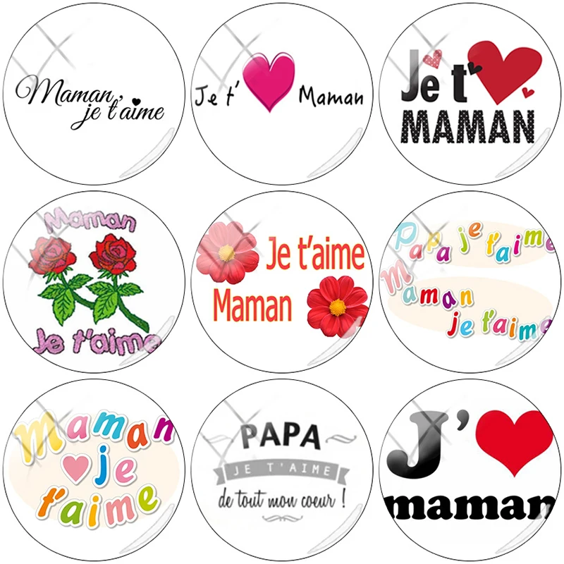 TAFREE модная я тебя люблю Papa et Mama 12/15/16/18/20/25 мм стеклянный кабошон купол с плоской