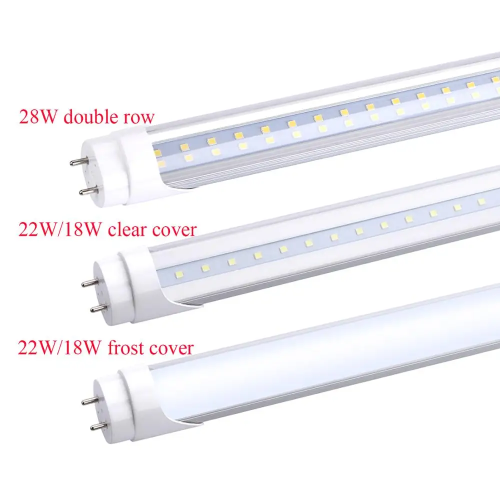 25Pack T8 4Foot 2 Pin Led Light Bulbs 18W 22W 28W 4FT Bi Pin Led Shop Light 4' Tubes Fluorescent Replacement Dual-end Powered