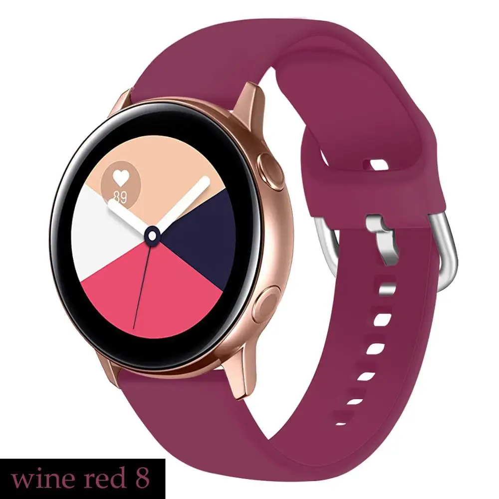 wine red 8 20 мм/22 мм длина браслета для samsung Galaxy часы Active2/Активный/46 мм/42 мм/ремень Шестерни S3/S2/спортивный силиконовый браслет huawei часы GT - Цвет ремешка: wine red 8