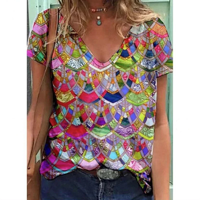 

5xl Oversized Summer Tops 2021 New Women Short Sleeve 3d Flower Print T Shirt Streetwear Loose Casual Female Tee Tops Plus Size