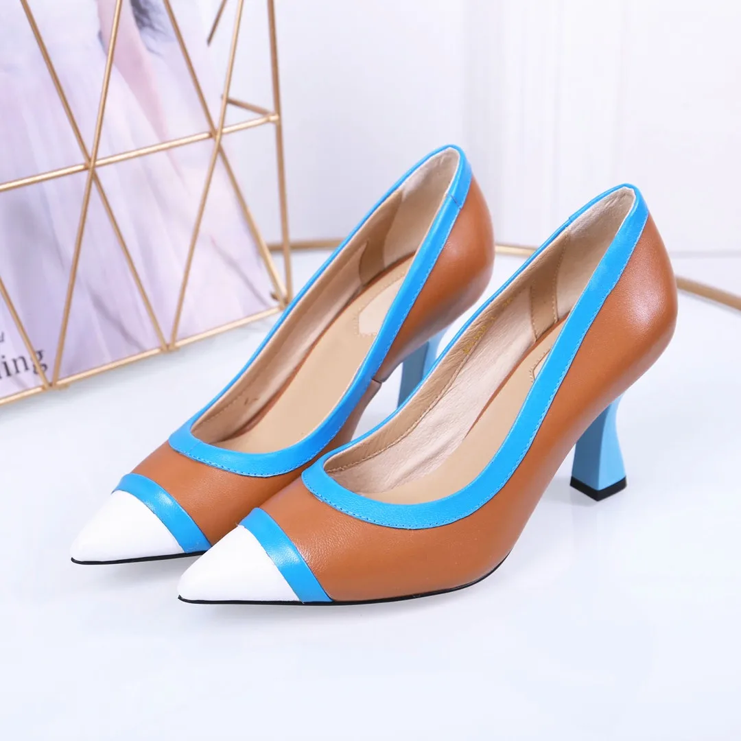 

Color Matching Women Single Shoes Well-Made Comfortable Elegant Ladies Party Shoes Fashion Outside Leather Women Single Shoes