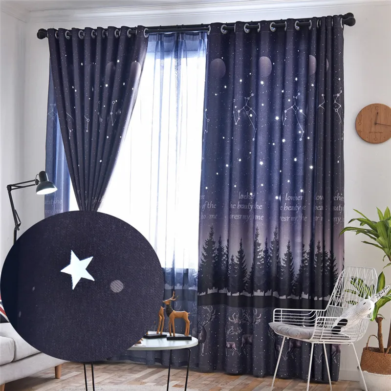 Детские занавески в скандинавском стиле с полыми звездами для спальни забавные