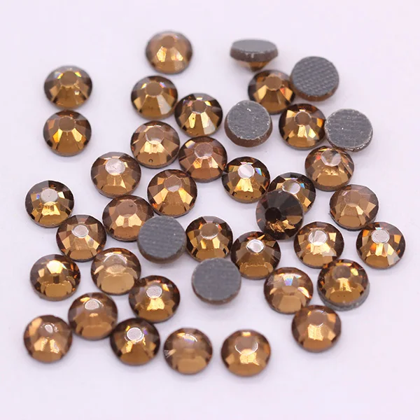 smoked topaz 144/1440p ss16 4 мм цвет DMC стеклянный камень с плоской задней стороной железо на горячей фиксации хрустальные стразы для одежды украшения ювелирных изделий - Цвет: smoked topaz