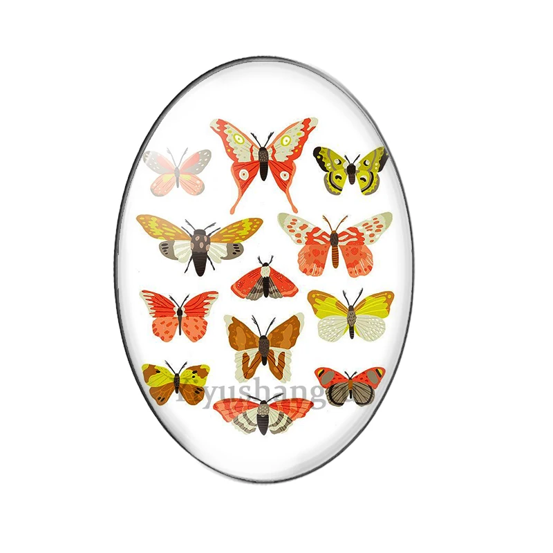 Модные Красочные бабочки Летающие и танцевальные Овальные Кабошоны 13x1 8 мм/18x2 5