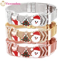 yexcodes jewelry xmas slide charm bracelet stainless steel gold mesh bracelet bangles as christmass day gifts