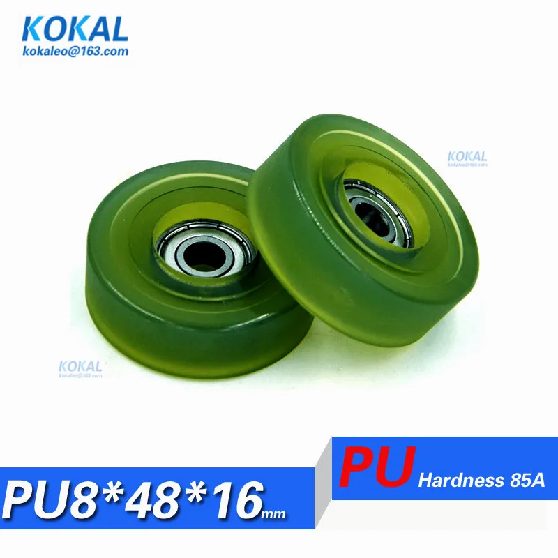 [PU0848-16] 10 шт./партия 608zz 608 с покрытием из ТПУ PU мягкой резины низкий уровень шума шарикоподшипник PU ролик колеса 8X48X16 мм