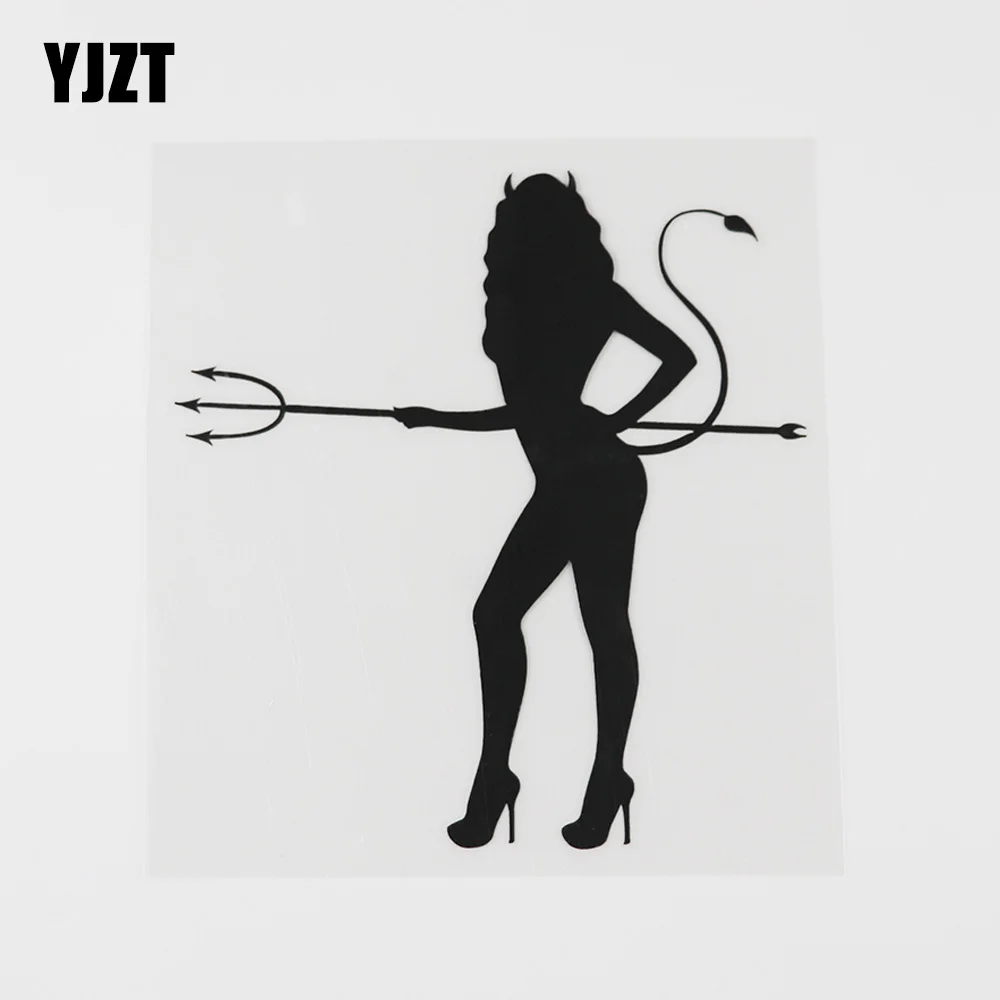 

Виниловая наклейка на автомобиль, черная/серебристая, YJZT, 12,1 см x 13,1 см, сексуальная девушка, демон, 8A-0480