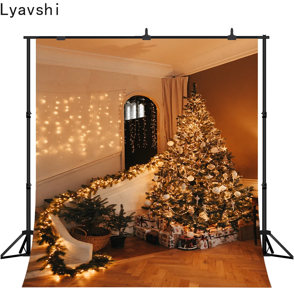 

Фон для фотосъемки Lyavshi Рождественская лестница Рождественская елка блестящие огни внутреннее украшение для комнаты реквизит для фотостуд...
