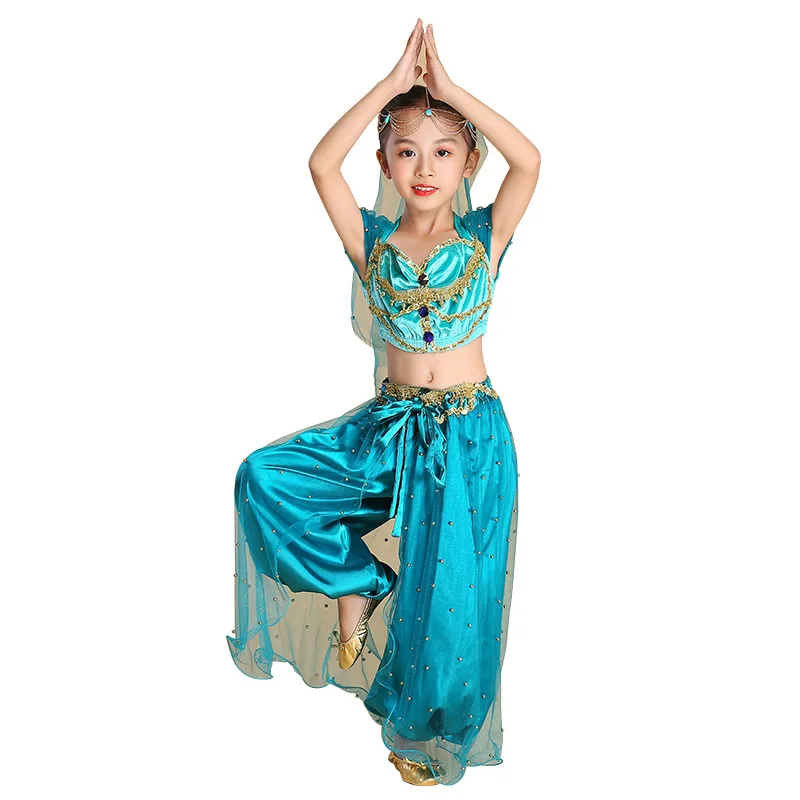 Детское платье принцессы жасмин комплект из 4 предметов костюм Аладдина на