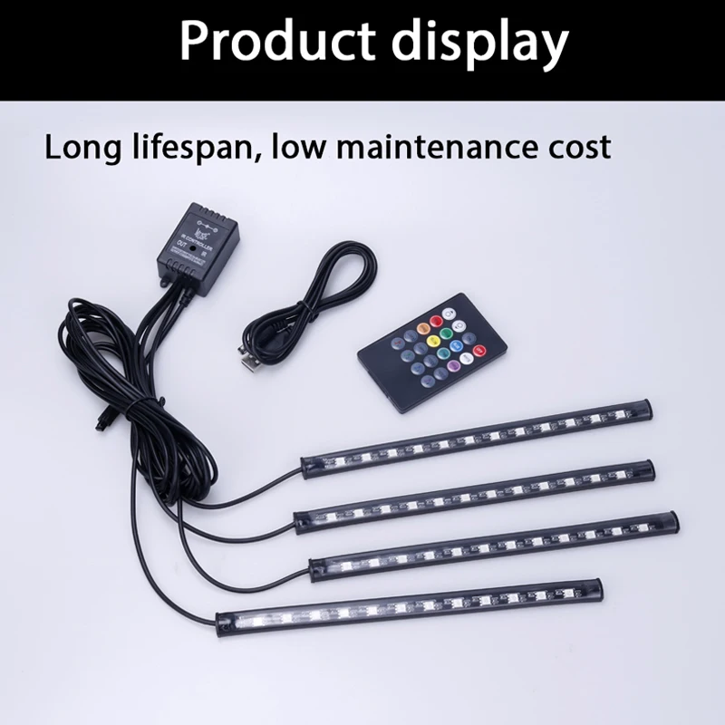 HLXG Автомобильная трубка с дистанционным управлением ленточный светильник 4x RGB