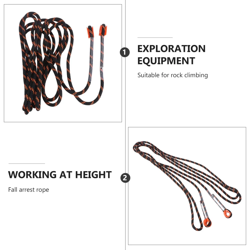 

1PC 8mm Thickness Tree Climbing Safety Sling Cord Rappelling Rope Equipment for Outdoor Sport (Black and Orange, 5 Meter)