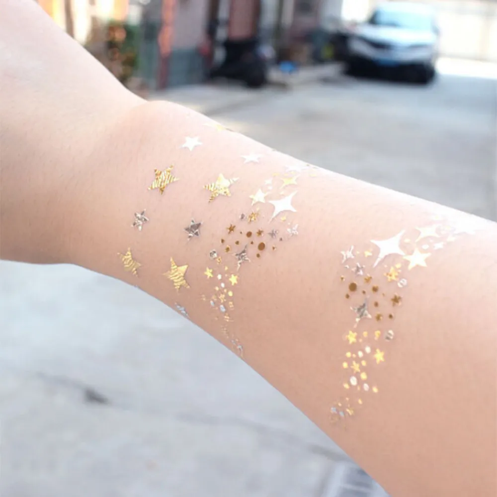 Temporary tattoo sticker Christmas Halloween Face Gold foil Foil Sticker Tattoo Stickers FakeTatouage 920 | Красота и здоровье