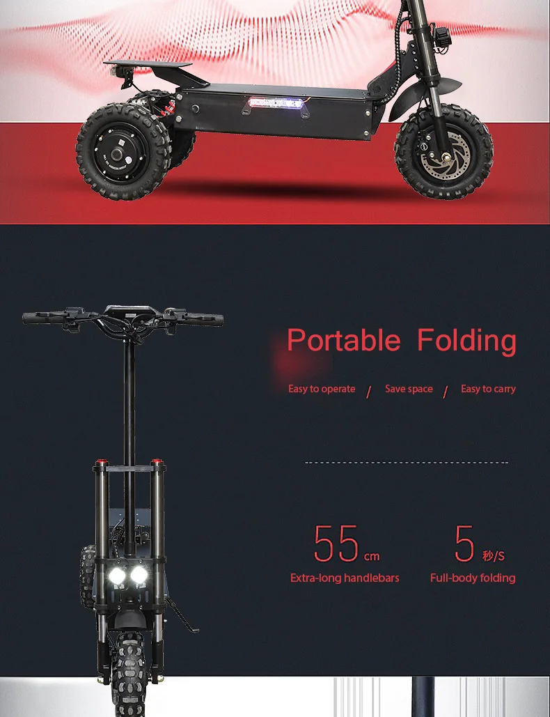 Off Road King Электрический скутер 3*1600 Вт моторы колеса складной E скутер 80 км/ч Patinete Electronic Adulto скейтборд Escooter