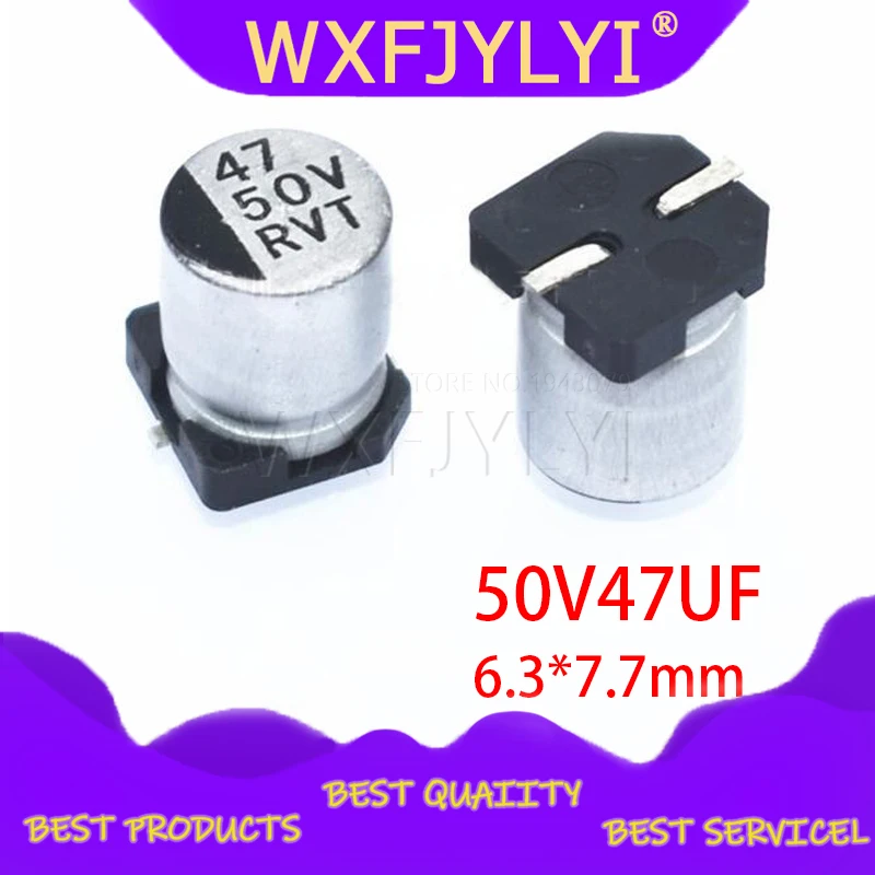 

10PCS Electrolytic capacitor 50V47UF 6.3*7.7mm SMD aluminum electrolytic capacitor 47uf 50v