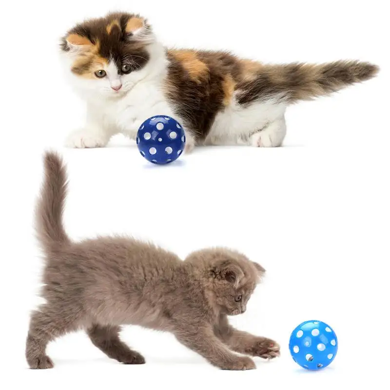 

2pcs Toys For Cats Ball With Bell Ring Pet Playing Chew Rattle Scratch Plastic Ball Interactive Cat Training Toys Pet Cat Supply