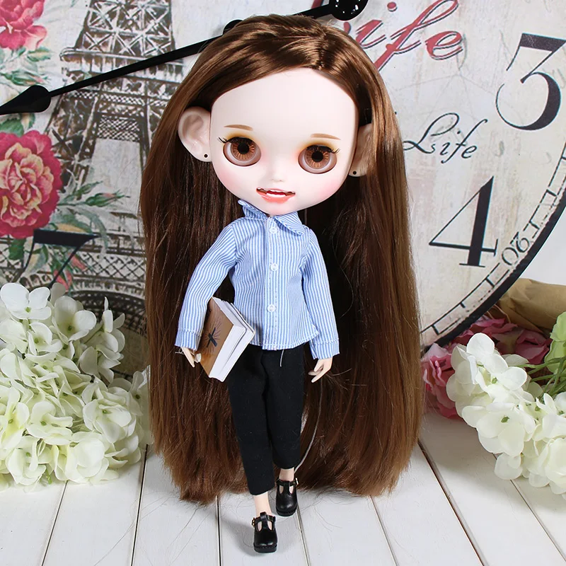 Наряды для куклы Blyth, рубашка в синюю полоску, костюм для 1/6, jerryberry licca icy dbs doll