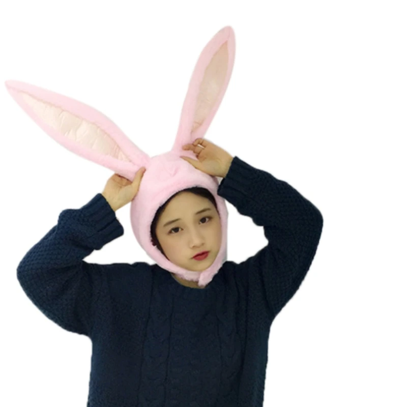 

Cute Plush Rabbit Hat Long Bunny Ears Hood Earflap Headgear Cosplay Photo Props