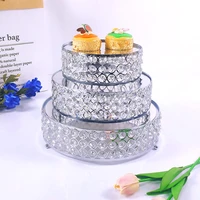1pc silver mirror crystal metal cake stand round cupcake wedding birthday party dessert pedestal display plate home decor