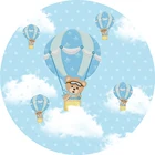 Голубой Мишка Тедди День Рождения Вечеринка фон мальчик круг фотография Фон горячий воздушный шар стол чехлы