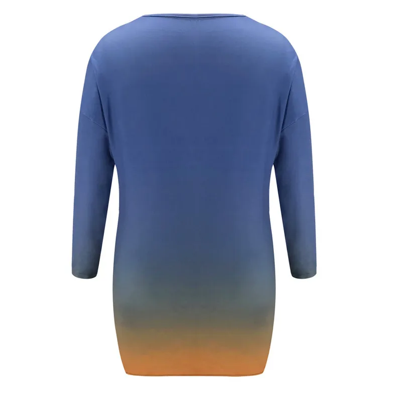 Фото New Fashion Gradient Color T Shirt Women Loose V-Neck Tee Lady Clothes Long Sleeve Harajuku T-Shirts Tops Vetement Femme Женская New Fashion Gradient Color T Shirt Women Loose V-Neck Tee Lady Clothes Long Sleeve Harajuku T-Shirts Tops Vetement Femme Женская