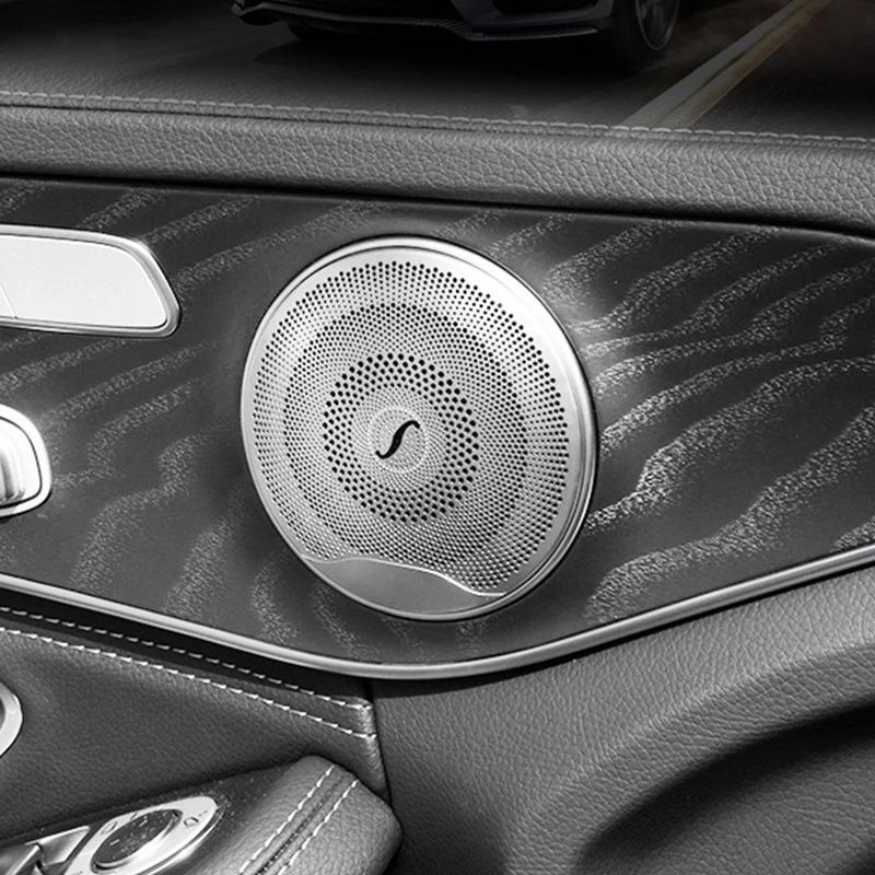 For Mercedes Benz E C GLC Class W213 W205 X253 Stainless Steel Car Door Audio Tweeter Speaker Cover Trim Interior Accessories