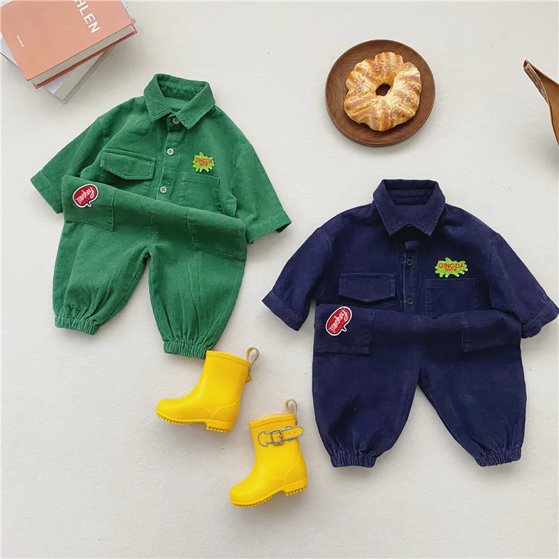 

MILANCEL 2021 Autumn New Baby Clothing Infant Boys Jumpsuits Corduroy Rompers Boys Outfit