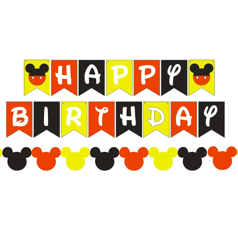 27pcs Banner Мультфильм Микки Маус День Рождения украшения детские бумажные тарелки салфетки под чашки украшения Anniversaire вечерние принадлежности для детей - Цвет: 27pcs Banner