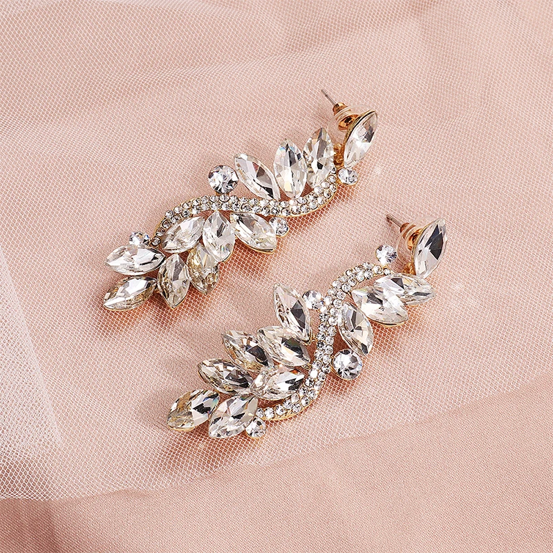 Miallo Fashion Baroque Wedding Earring Austrian Crystal Bridal Gold Long Drop Earrings for Bride Bridesmaids | Украшения и