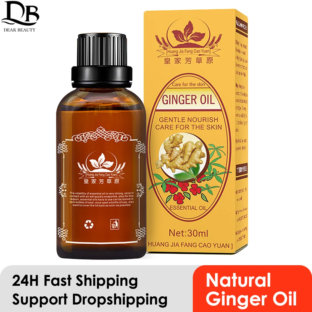

30ml Belly Drainage Ginger Oil Natural Therapy Lymphatic Essential Massage Liquid Skin Care Anti Aging Serum Essential Oils USA