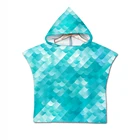 Бесплатная доставка, полотенце с геометрическим рисунком в виде рыбьей чешуи, детское полотенце с капюшоном, полотенце для бассейна, пляжного пончо, накидка, новинка, подарок на день рождения