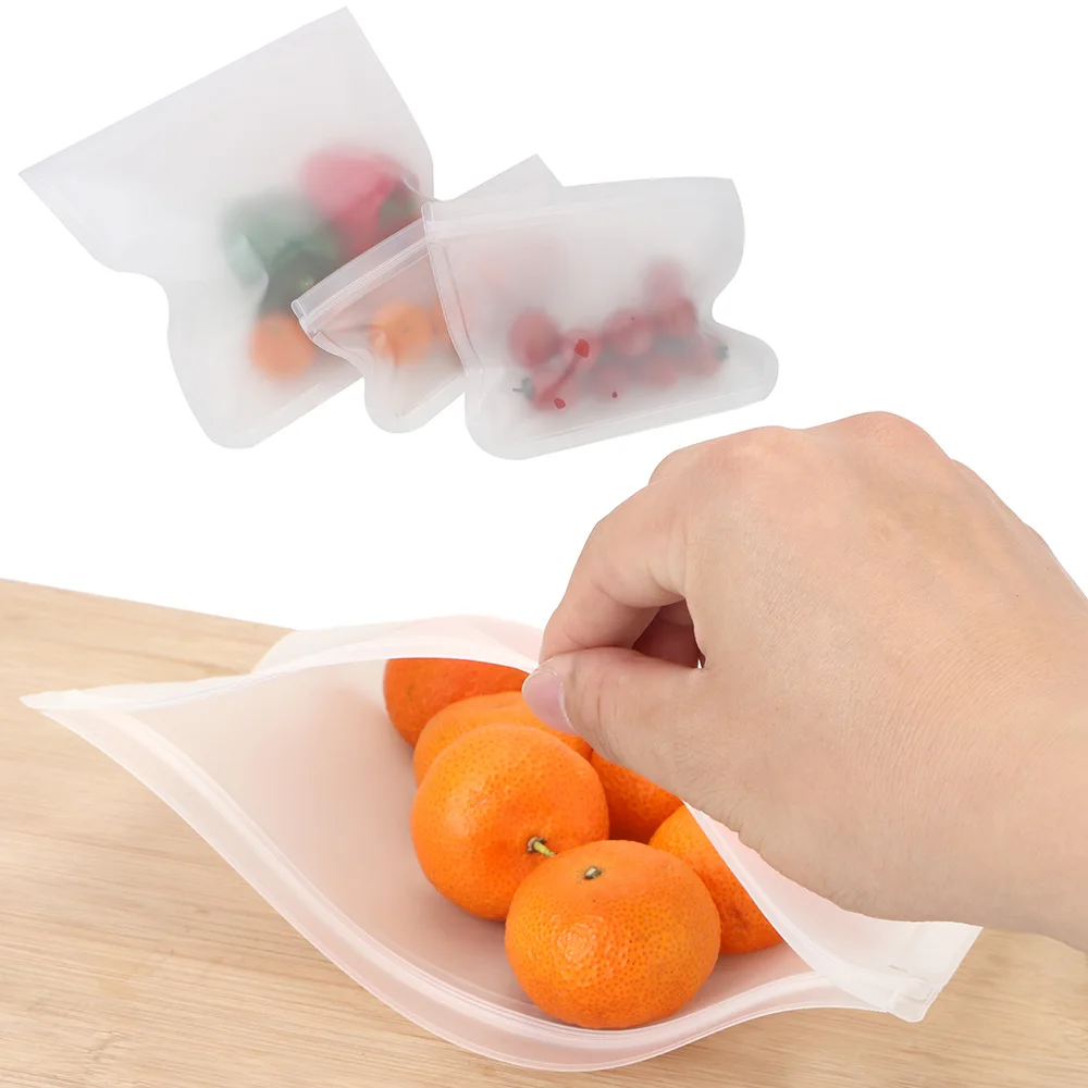 

Zip Shut Bag PEVA Silicone Food Bag Refrigerator Food Storage Container Reusable Leakproof Fresh Bag Kitchen Tools