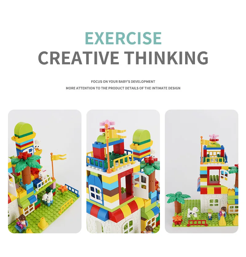 

Baby Children Building Block Toy Duploed Architecture ABS Stack Brick City Garden House Train Animal Compitable Toy for1-6 Year