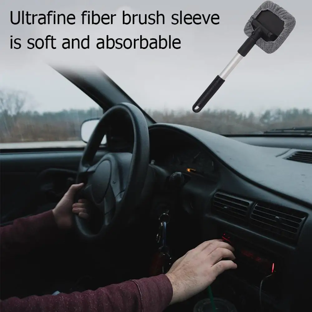 

Microfiber Car Window Cleaner Cleaning Brush Reusable Cleaning Head Rotate 180 Degrees Telescopic Auto Windshield Wiper