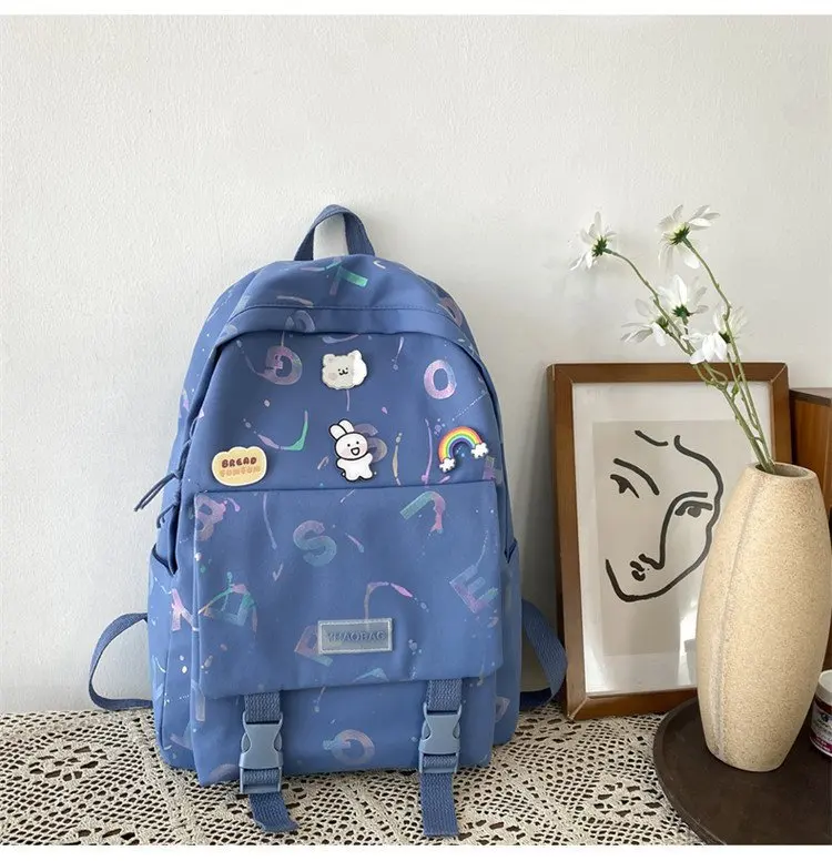 

Korean Harajuku Creative Personality Wild Casual Color Letter Student Backpack Japanese Cute Schoolbag Girl