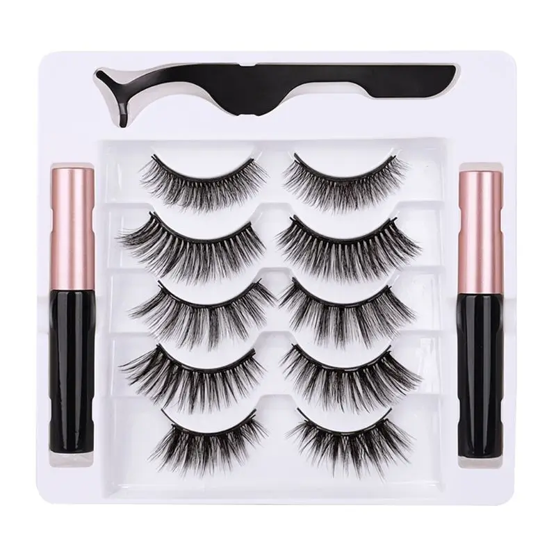 

5 пар 3D Магнитные ресницы с магнитной подводкой для глаз и пинцетом набор инструментов для макияжа